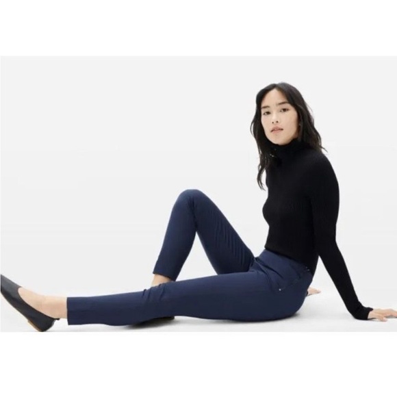 Everlane Blue Stretch Ankle Crop Side Zip Work Career Trouser Pull On Pants 0 - Picture 1 of 9